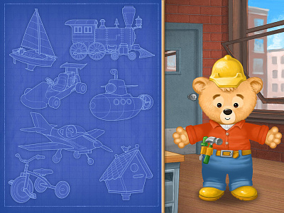 Game App still bear blueprint character childrens app design digital painting game game app illustration