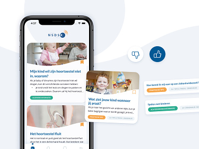 Smart adaptive feed; based on reading behavior adaptive app articles cards cards ui dislike ehealth feed healthcare like like button list medcare medical mhealth news overview tags uiux user preferences