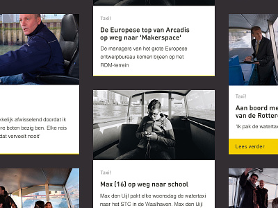 Watertaxi 'undercurrent' news cards blog card cards hover item news overview preview rotterdam ui web yellow