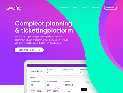 Ovatic homepage branding homepage interface ticketing ui web website