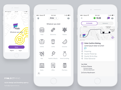 Delivery Application - Mobile app delivery flick food icon ios kudret keskin projectmind white