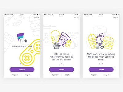 Walkthrough screens for delivery app app delivery dubai flick food ios kudret projectmind ui ux