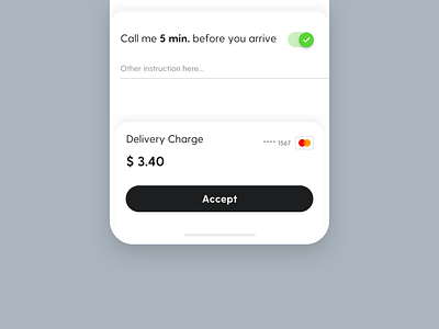 Allows user to accept delivery fee...