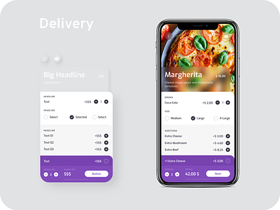 Food Delivery App Module 01 app app design button cart concept delivery design design system food graphics gui guide guidelines icon interface mobile module pizza ui ux