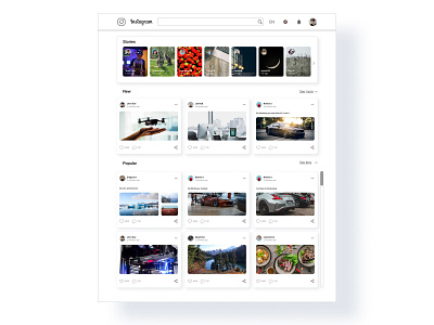 Instagram Desktop 2d app desktop design desktop ui instagram uidesign uiux