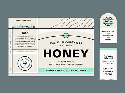 Bee Garden Honey Label branding font grid hierarchy honey icon label minimalist modern packaging type typography