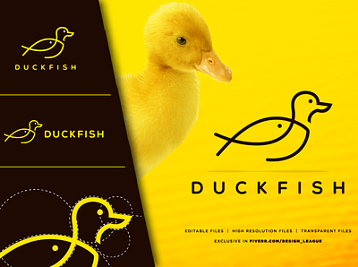 Duckfish Logo - Design_League brand design clean creative duckfish duckfishlogo eye catching fresh design line art logo minimalist mordern logo simple trendy