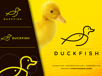 Duckfish Logo - Design_League brand design clean creative duckfish duckfishlogo eye catching fresh design line art logo minimalist mordern logo simple trendy