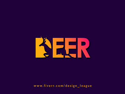 Negative space deer logo design