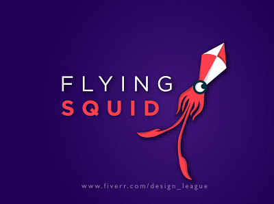 Flying Squid Logo artwork branding brandingdesign clean conceptual design creative design creative agency creative design creative logo design flat design flying squid logo fresh design icon illustration logo league modern logo modernism morden squid logo