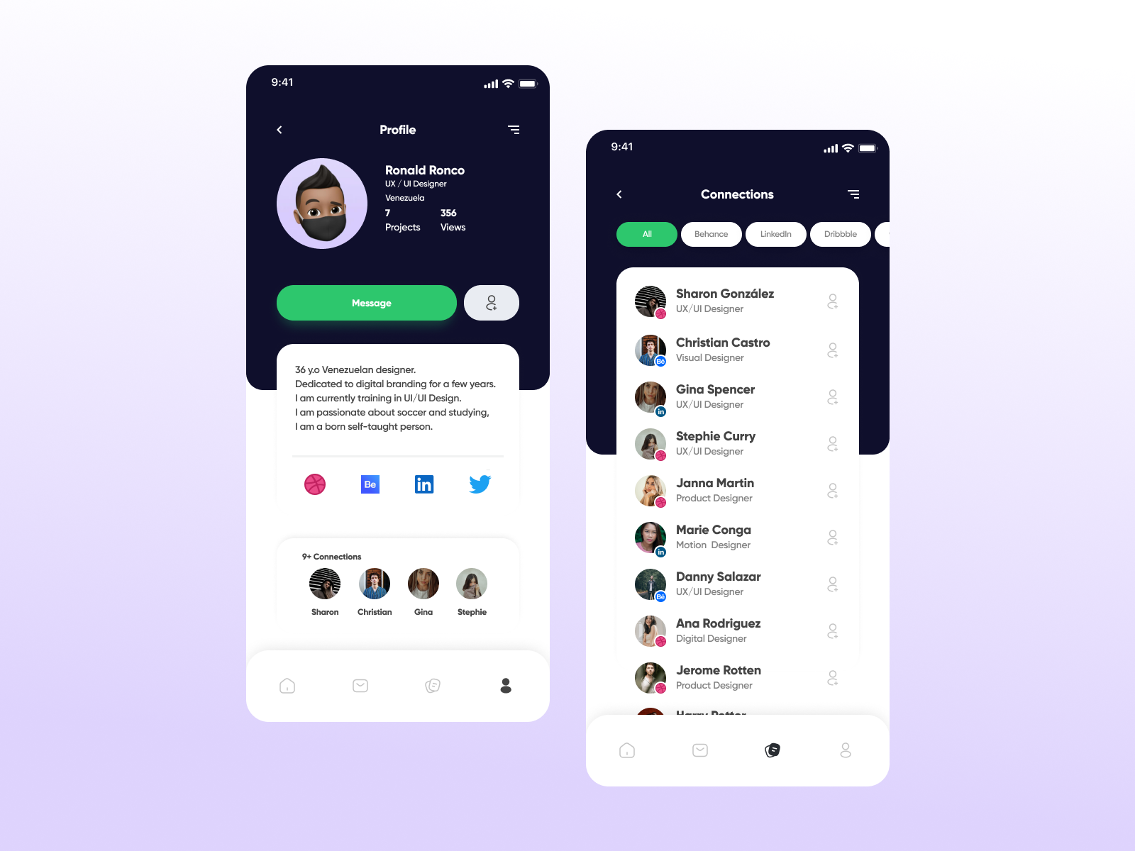 User Profile Concept by Ronald Ronco on Dribbble