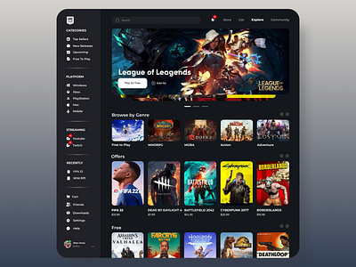 Game Store Concept dashboard design ecommerce game site ui uxui web design web site web store webdesign website design webstore