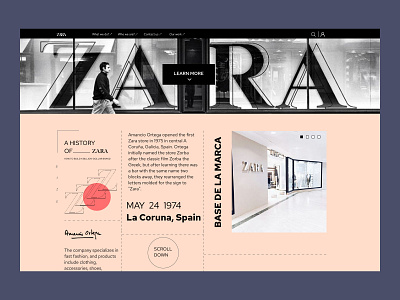A History of Zara black brand colors design designer designs figma history landing page photo print store story ui uiux ux web webdesign website zara
