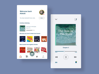 Audiobook App UI - 1XD app audio audio app audio player audiobook audiobooks books debuts design museum music music app music art music player musician ui ui ux ui design uidesign uiux