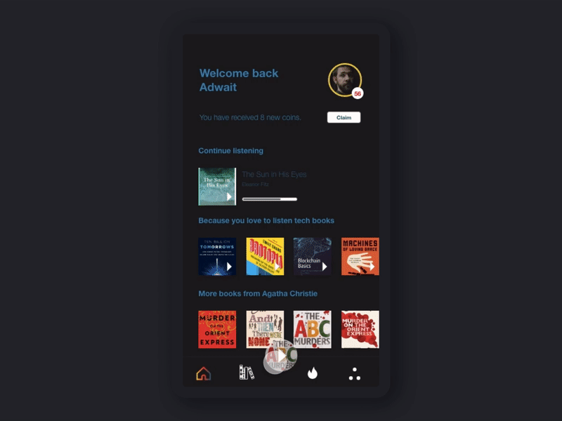 Bookmarking a Page - Audiobook animation app app design audible audio app audio player audiobook dailyui design experience design interaction design interface johnyvino ui ui design uidesign uiux ux ux design uxdesign