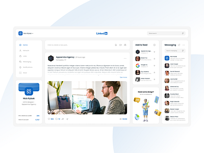 LinkedIn redesign concept by Nick Rybak on Dribbble