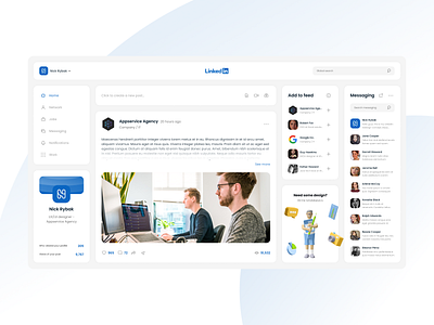 LinkedIn redesign concept design desktop figma flat illustration linkedin nickrybak ui web