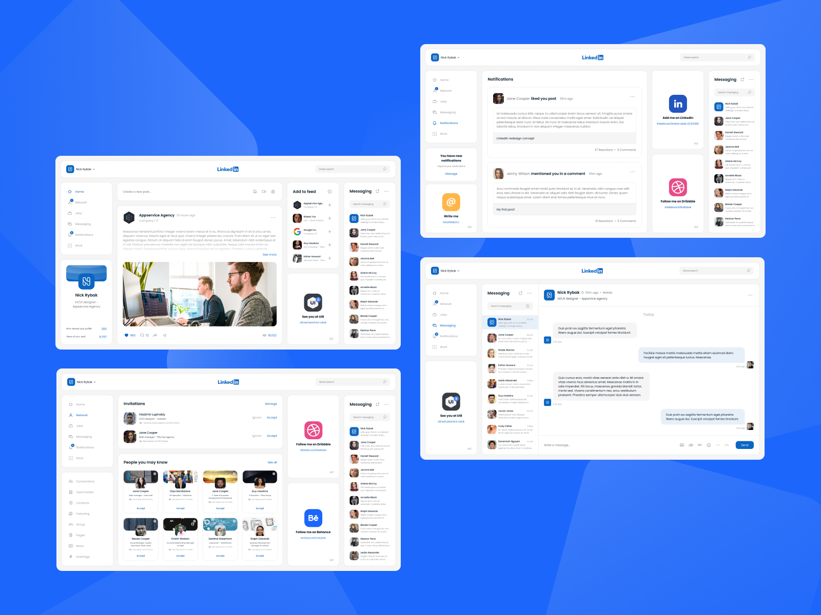 LinkedIn redesign concept by Nick Rybak on Dribbble
