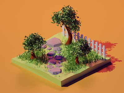 Isometric garden 3d illustration