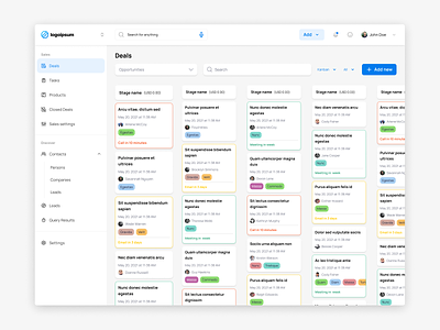 Design of Canban Task manager for SaaS CRM/ERP dashboard