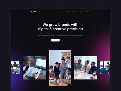 Olymp - Digital marketing agency template agency design agency website blue gradient dark website digital agency website digital website figma gradient background gradient website marketing agency template marketing website pink background web template webflow webflow template website website template