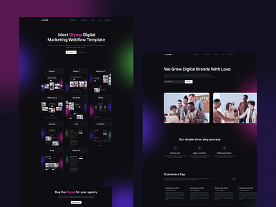 Digital agency Webflow template dark website digital agency gradient website homepage marketing agency smooth gradient web design website