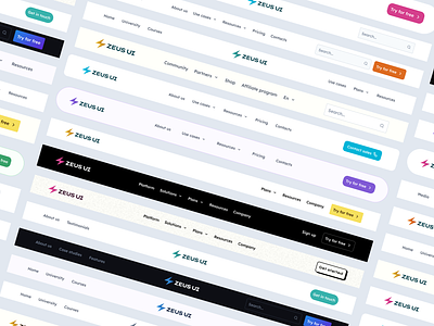 Zeus ⚡ UI - Figma Web Design UI kit desktop nav header landing page ui kit nav nav bar nav ui kit navigation navigation bar ui kit web ui kit website header website nav