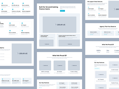 Features section block - Zeus Web UI Kit block features features sections landing kit landing pages blocks sections ui kit web kit web ui kit wireframe wireframe blocks