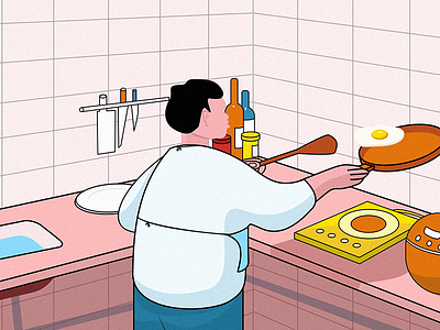 Cook Dinner egg illustration kitchen