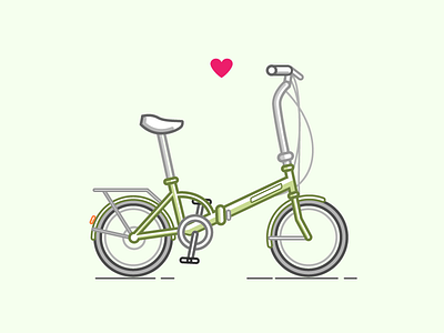 Peppermint Folding Bike bicycle bike cycle cyclist folding handle illustration transport vector wheels