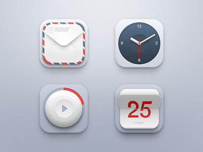Mini Icon Set app calendar clock envelope icon icons ios iphone mail player set ui