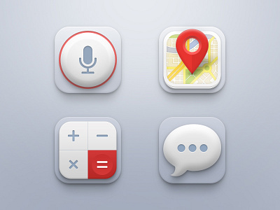 Mini Icon Set app button calculator icon icons ios iphone map messages record set ui