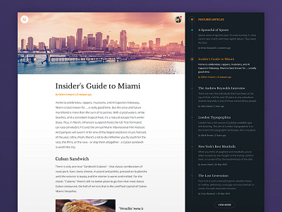 Article Page article blog flat layout menu minimal post sidebar simple timeline ui user interface