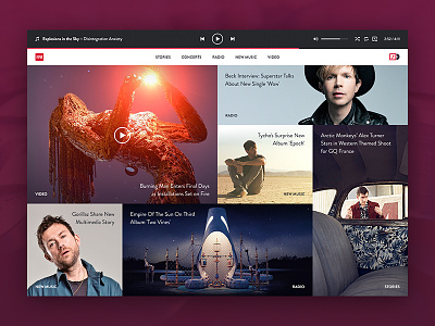 RPM clean grid layout minimal music player radio single page ui user interface ux website