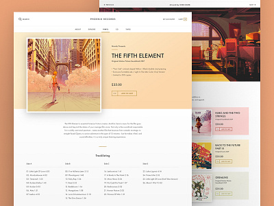 Record Store flat landing layout minimal music product records shop store ui user interface website