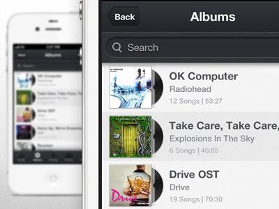 Music App UI (iPhone) - Albums albums app iphone music ui