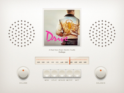 Retro Music Player braun button buttons dieter knob psd rams retro ui user interface