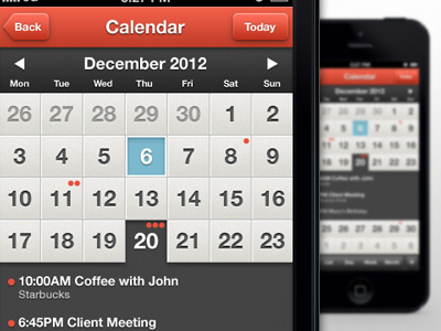Calendar App app calendar iphone ui user interface