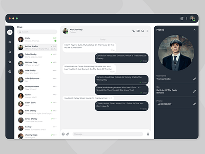 Direct Messaging Concept chat design direct messaging graphic design peaky blinders slack teams telegram thomas shelby ui ux web app whatsapp