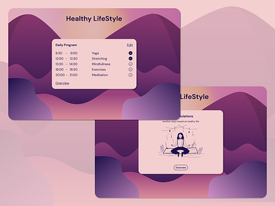 Healthy LifeStyle branding colors concept design graphic design healthy illustration inspiration life meditation pink relaxing style ui ux violet yoga