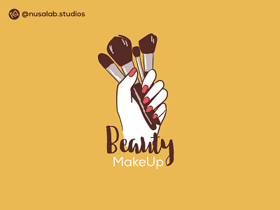 Beauty Makeup brand identity design draw flat illustration logo vector