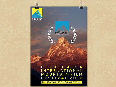 Poster of 2nd Pokhara International Mountain Film Festival festival poster festival publicity design festival visual identity nepali design pimff pokhara design pokhara film festival pokharaimff