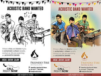 [Advert Design] Acoustic Band Wanted acoustic band advert advertisement design advertising bhajumahesh design illustration mahesh shrestha nepali design pokhara print advert restaurant