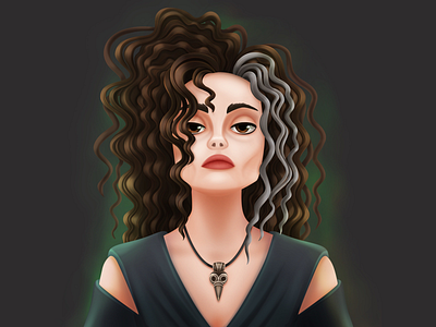 Belatriz Lestrange belatriz character curly hair dark hogwarts illustraion lestrange magican witch