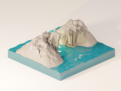 Argonath 3d 3d modeling blender3d blender3dart isometric isometric art lowpoly modeling