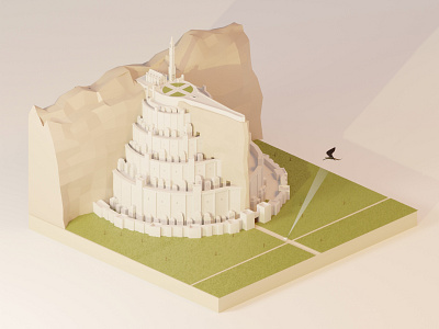 Minas Tirith 3d 3d modeling blender blender3d blender3dart isometric isometric art lowpoly modeling