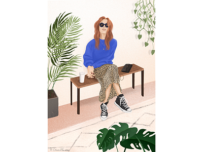 Fashion Illustration art artwork deawing fashion fashionista girl green home illustration illustrator lifestyle living magazine outfit pink plants style
