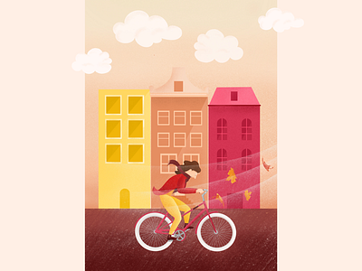 Amsterdam Fall amsterdam app art artwork bike girl house houses illustration illustrator leaves marketing procreate sketch ui uidesign uiux website
