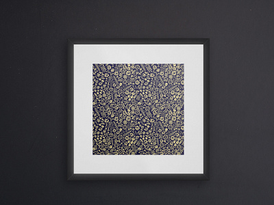 Gold Purplish Flower Doodle Art