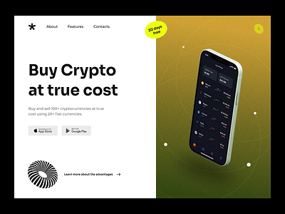 Product page: Crypto currency App application application design application ui design firstscreen home screen homepage homepage design mobile mobile app product page ui uiux ux webdesign